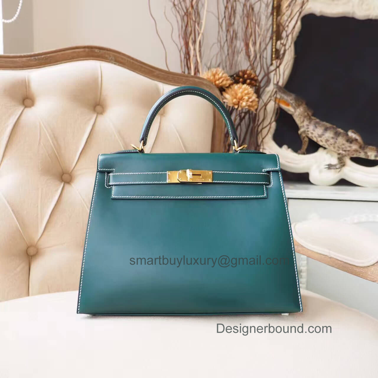 Hermes Kelly 28 Bag in z6 Malachite Tadelakt GHW